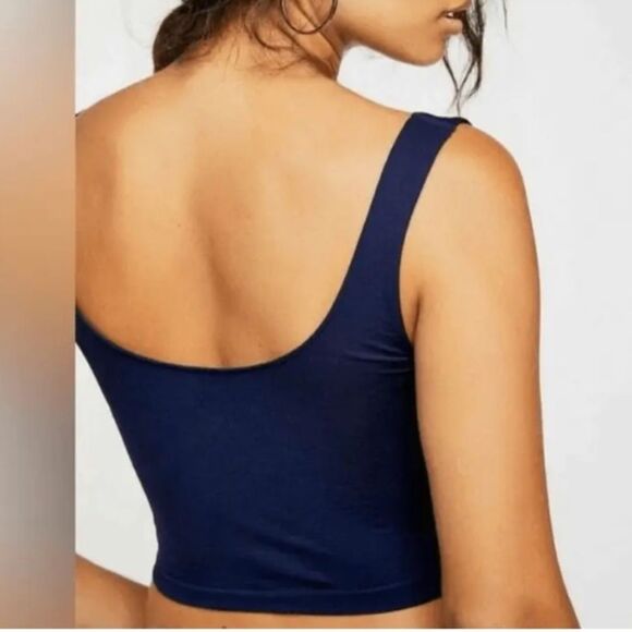 NWT Free People Intimately Scoop Neck Tank Top Size XS/S Crop Navy Blue Summer - Picture 4 of 14